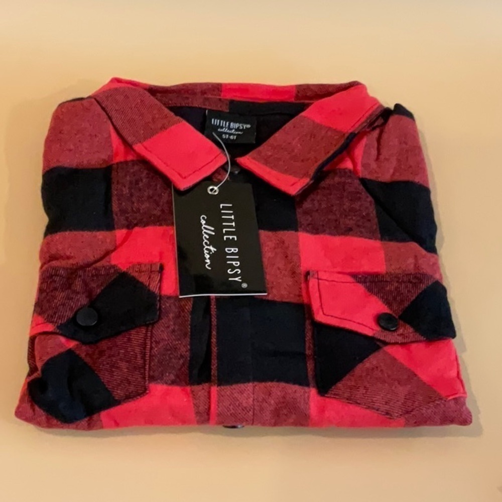 Little Bipsy Collection long sleeve flannel red/black